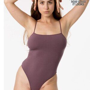 Muted purple (mauve) Los Angeles apparel spaghetti strap square neck bodysuit
